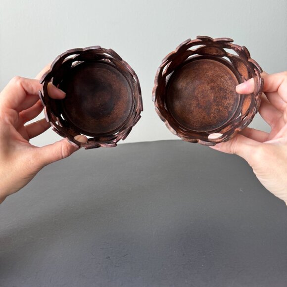 Pineapple Pedestal Candleholders Set of 2 Metal Art - Picture 8 of 15